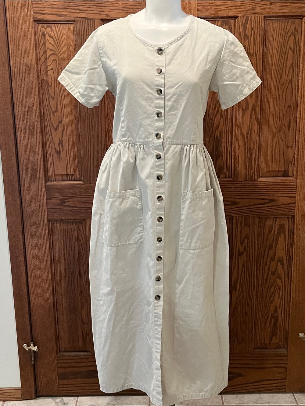 Vintage J.L.N.Y. all-cotton button-down midi dress L